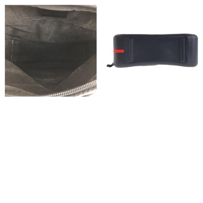Prada Sports Black Silver Polyester Rubber Leather Shoulder Bag Pochette