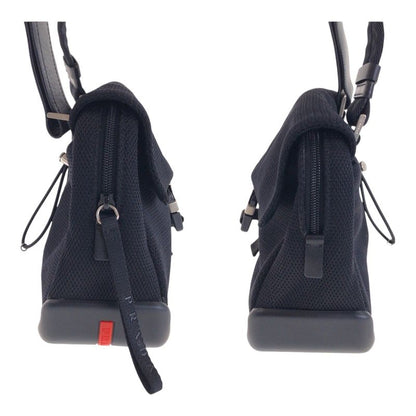 Prada Sports Black Silver Polyester Rubber Leather Shoulder Bag Pochette