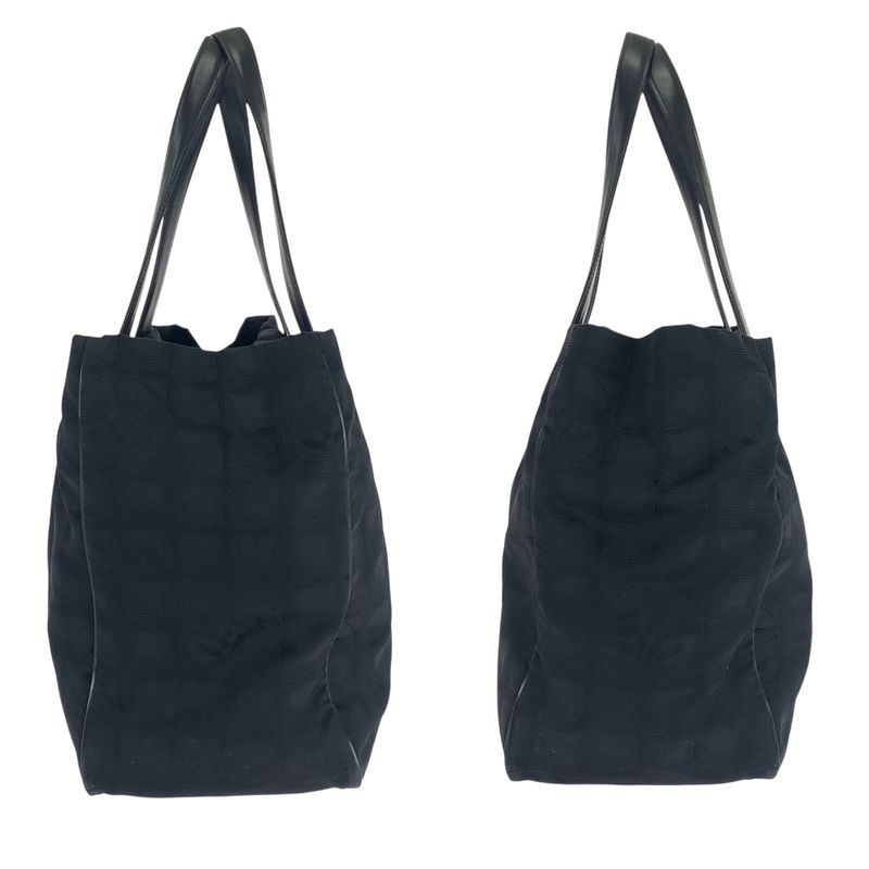Chanel New Travel Line New Toto MM Black Gold Tote Shoulder Bag