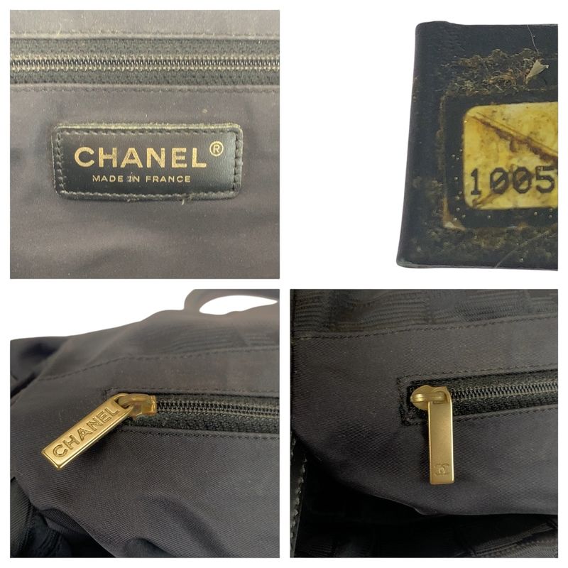 Chanel New Travel Line New Toto MM Black Gold Tote Shoulder Bag