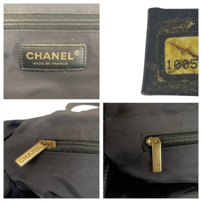 Chanel New Travel Line New Toto MM Black Gold Tote Shoulder Bag