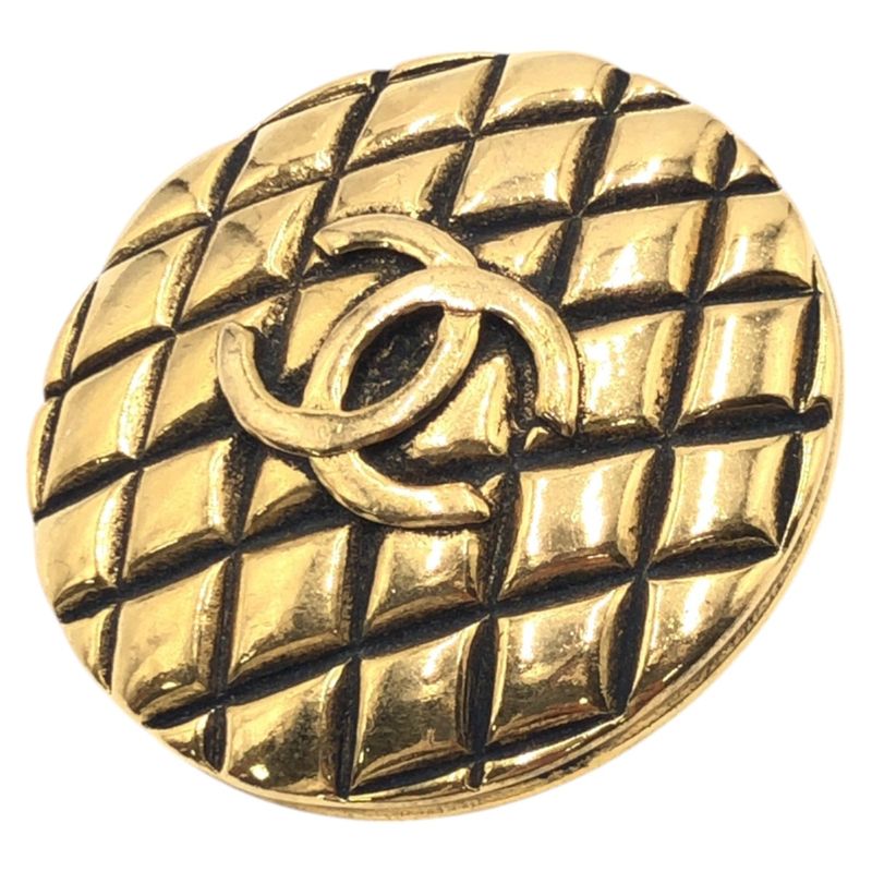 Chanel Quilted CC Logo Gold Metal Brooch