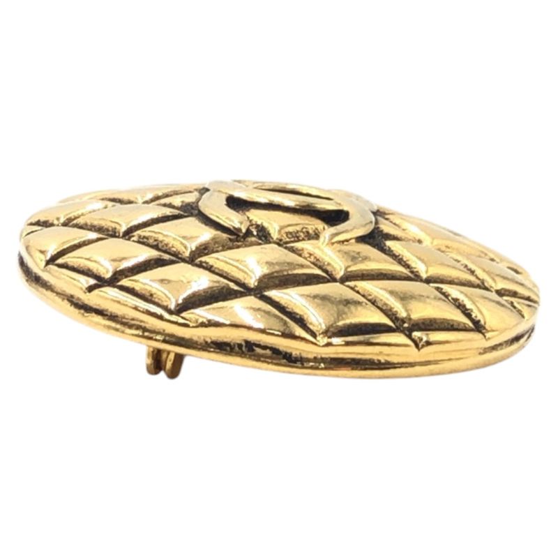 Chanel Quilted CC Logo Gold Metal Brooch