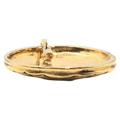 Chanel Quilted CC Logo Gold Metal Brooch