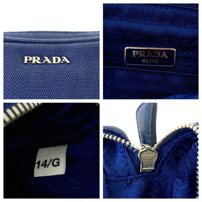 Prada Blue Silver Canvas Mini Handbag Pouch