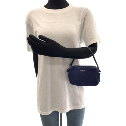 Prada Blue Silver Canvas Mini Handbag Pouch