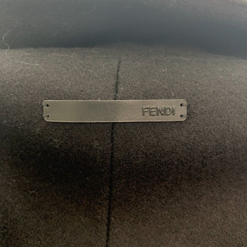 Fendi 12 XS Black Wool Rayon Peacoat Frill Coat Semi Long Half Kids