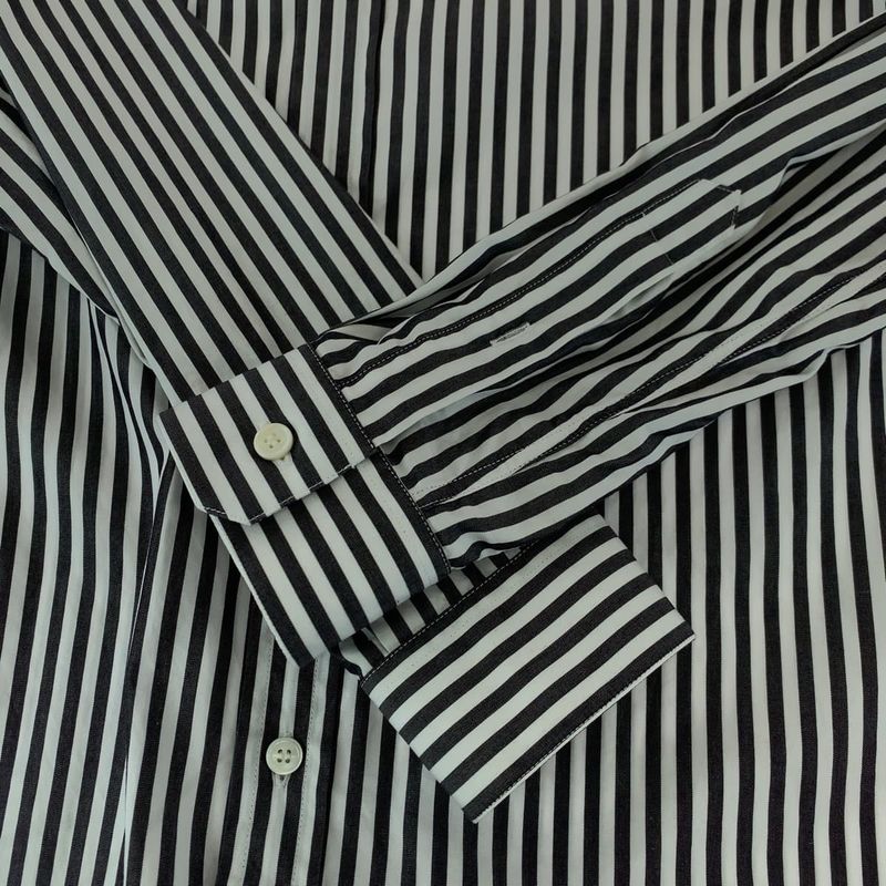 Versace Medusa 39 Gray White Cotton Long Sleeve Shirt Striped