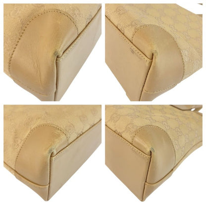 Gucci Beige Gold GG Canvas Leather Tote Shoulder Bag