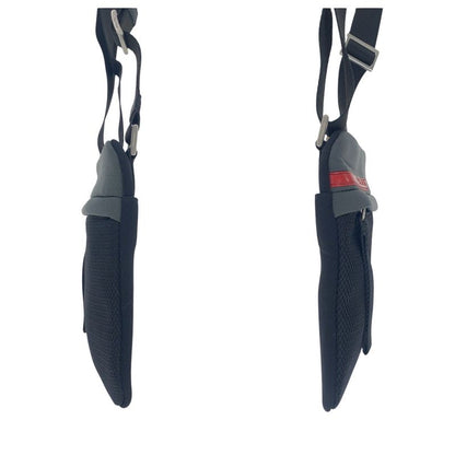 Prada Sports Black Gray Silver Nylon Shoulder Bag Pochette