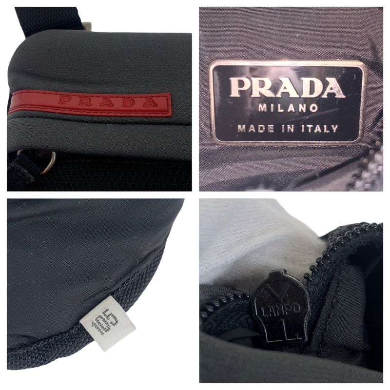 Prada Sports Black Gray Silver Nylon Shoulder Bag Pochette