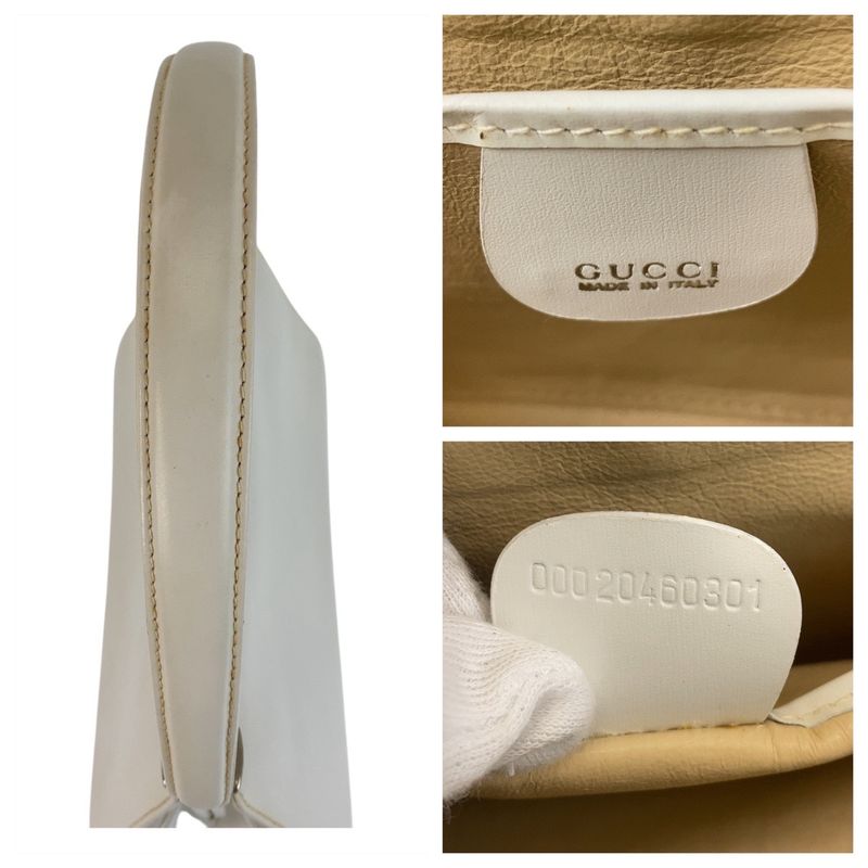 Gucci White Silver Leather Handbag
