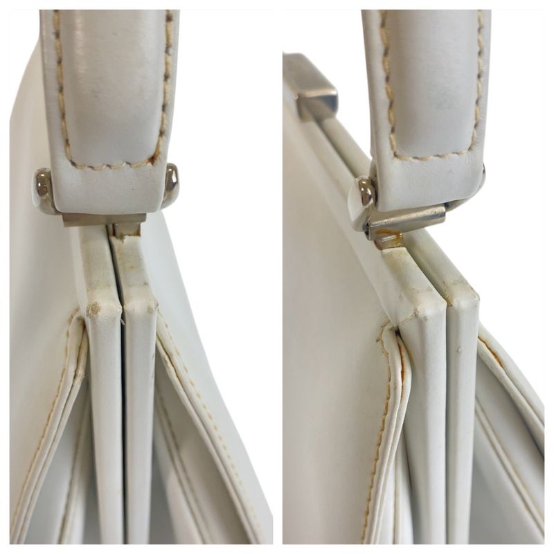 Gucci White Silver Leather Handbag