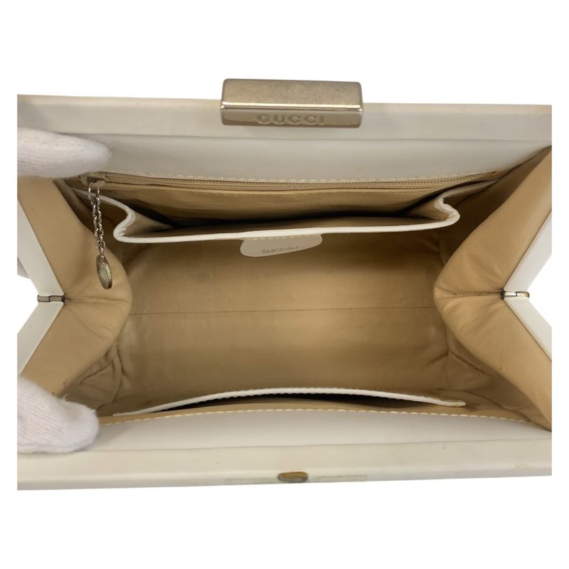 Gucci White Silver Leather Handbag