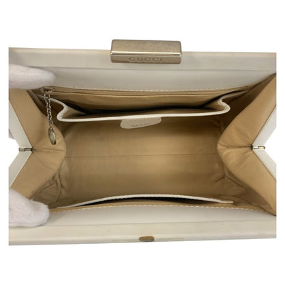 Gucci White Silver Leather Handbag