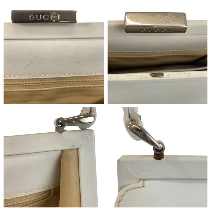 Gucci White Silver Leather Handbag