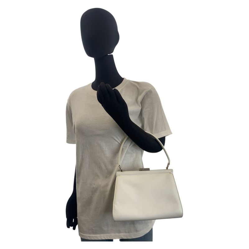 Gucci White Silver Leather Handbag