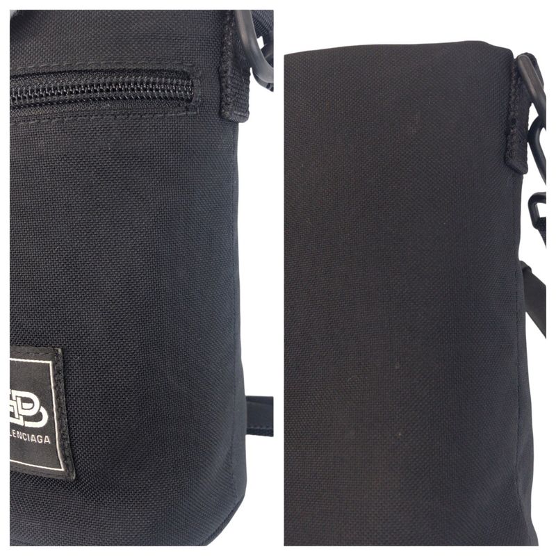 Balenciaga Black Canvas Shoulder Bag Drink Holder Bottle