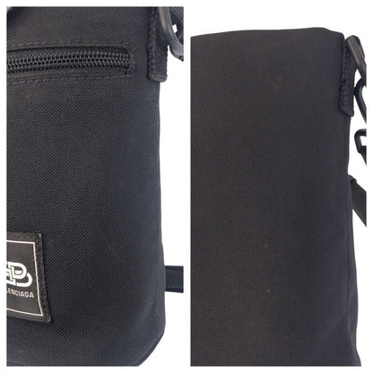Balenciaga Black Canvas Shoulder Bag Drink Holder Bottle