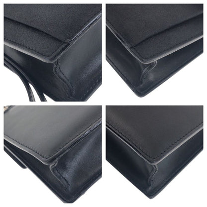 Versace Medusa Dial Lock Black Silver Leather Clutch