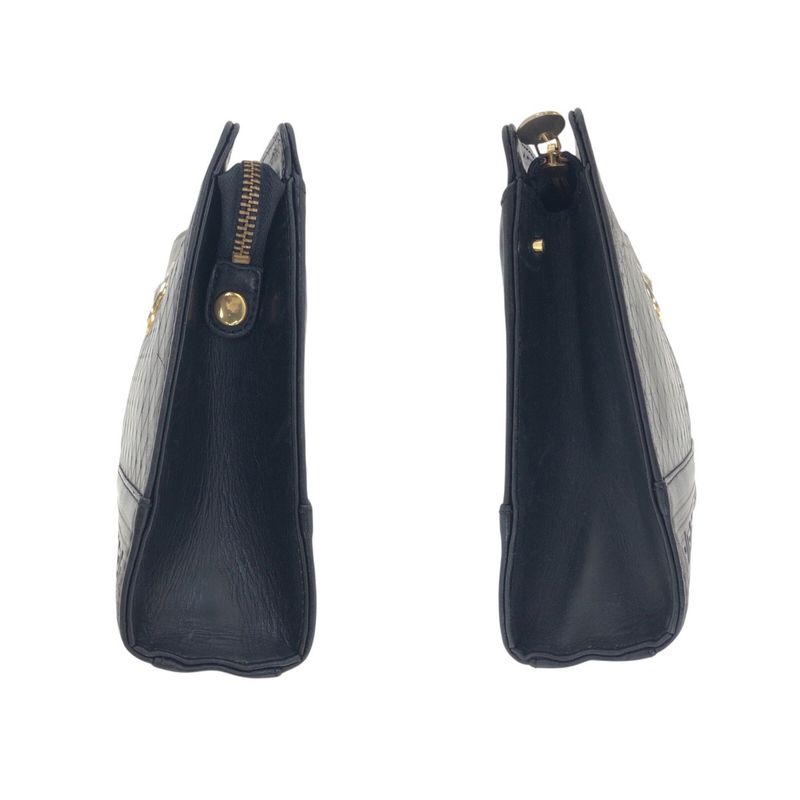 Versace Sunburst Black Gold Silver Leather Clutch