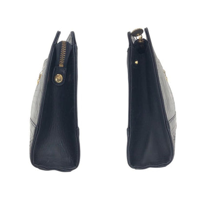 Versace Sunburst Black Gold Silver Leather Clutch