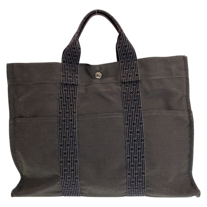 Hermes Her Line MM Gray Silver Canvas Tote