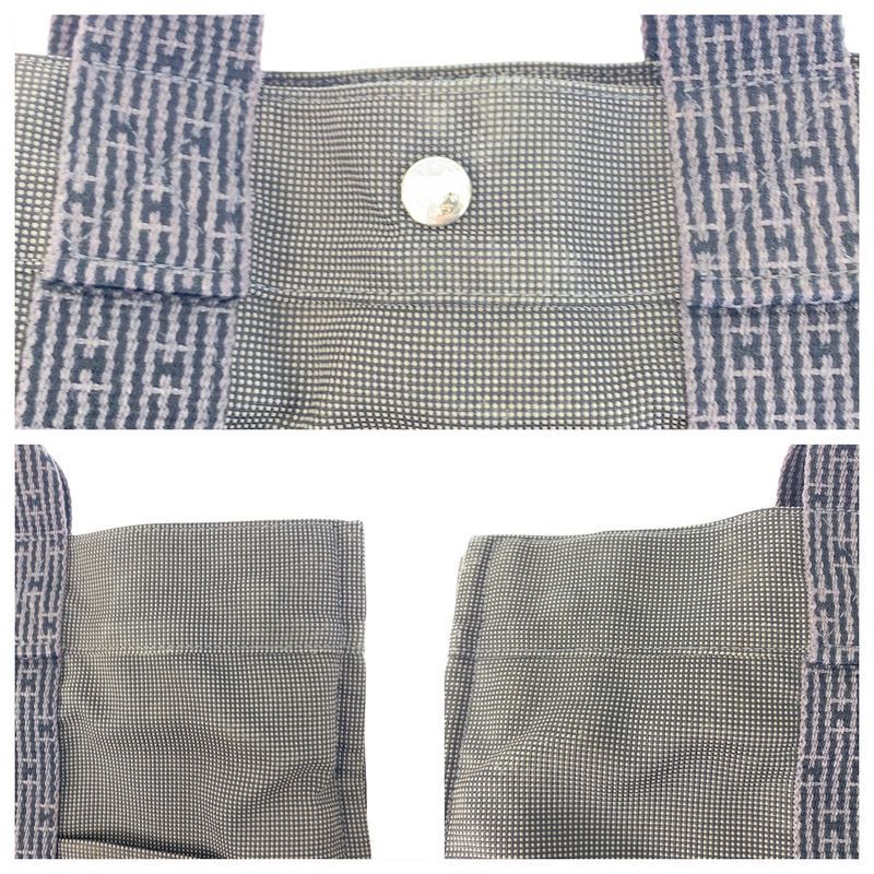 Hermes Her Line MM Gray Silver Canvas Tote