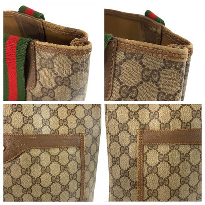 Gucci Vintage Sherry Line Beige GG Supreme Canvas Tote Shoulder Bag