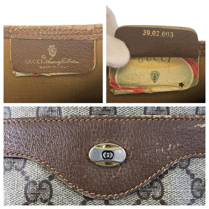 Gucci Vintage Sherry Line Beige GG Supreme Canvas Tote Shoulder Bag