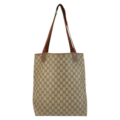 Gucci Vintage Sherry Line Beige GG Supreme Canvas Tote Shoulder Bag