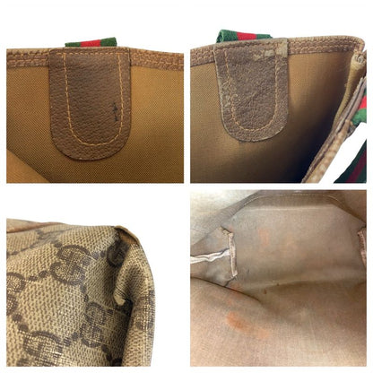 Gucci Vintage Sherry Line Beige GG Supreme Canvas Tote Shoulder Bag