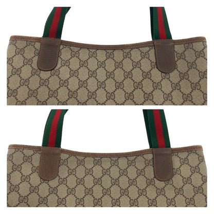 Gucci Vintage Sherry Line Beige Brown GG Supreme Canvas Leather 123 02 003 Tote