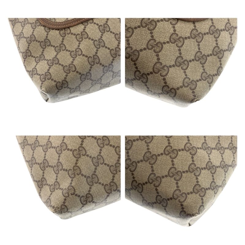 Gucci Vintage Sherry Line Beige Brown GG Supreme Canvas Leather 123 02 003 Tote