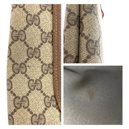 Gucci Vintage Sherry Line Beige Brown GG Supreme Canvas Leather 123 02 003 Tote