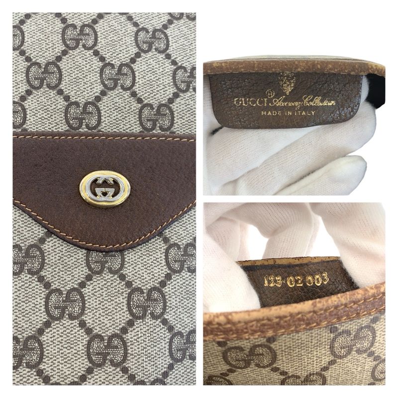 Gucci Vintage Sherry Line Beige Brown GG Supreme Canvas Leather 123 02 003 Tote