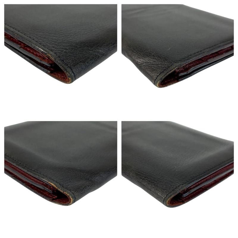 Cartier Must Line Black Gold Silver Leather Wallet