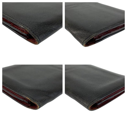 Cartier Must Line Black Gold Silver Leather Wallet