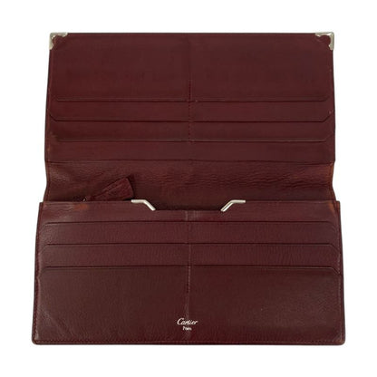 Cartier Must Line Black Gold Silver Leather Wallet