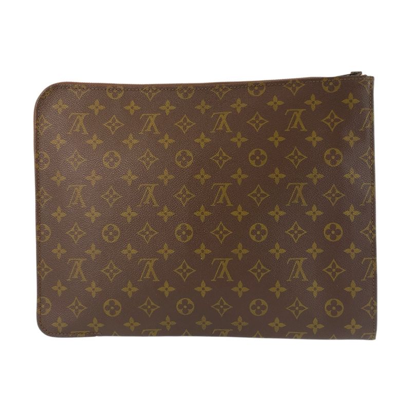 Louis Vuitton Monogram Posh Document Case Brown Clutch