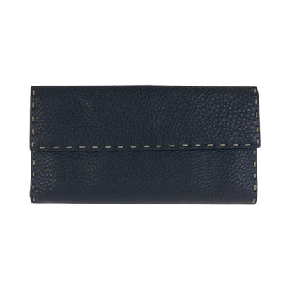 Fendi Selleria Black Silver Leather Wallet Folding