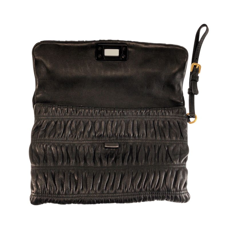 Prada Black Gold Leather 53 Clutch Pouch