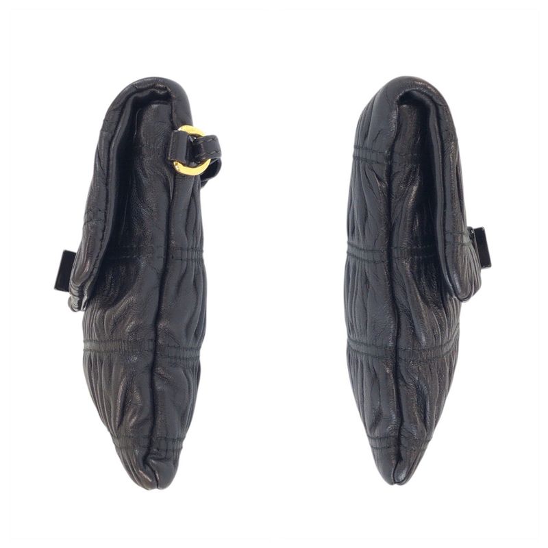 Prada Black Gold Leather 53 Clutch Pouch