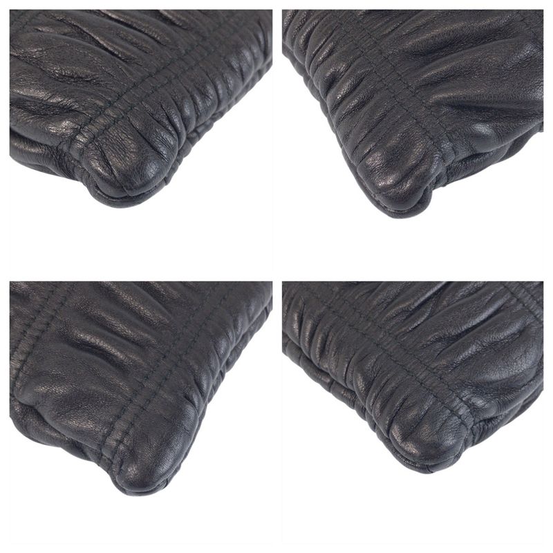 Prada Black Gold Leather 53 Clutch Pouch