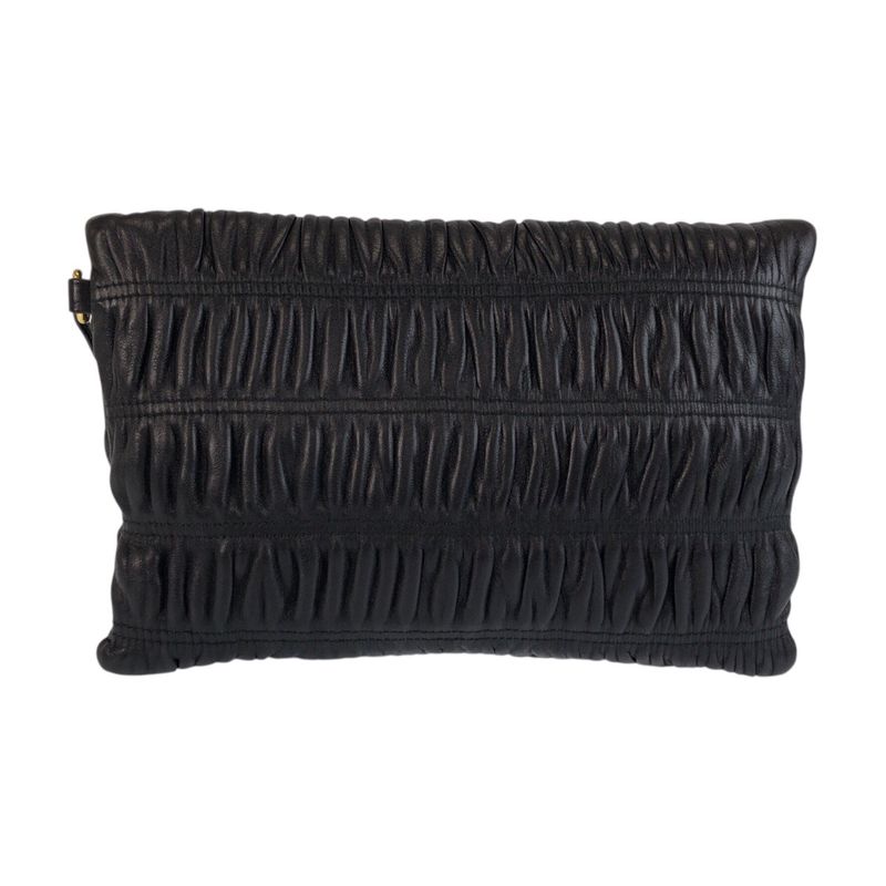 Prada Black Gold Leather 53 Clutch Pouch