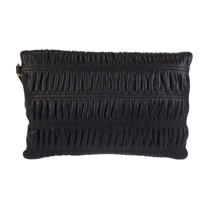Prada Black Gold Leather 53 Clutch Pouch