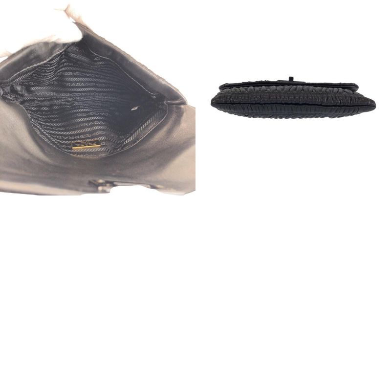 Prada Black Gold Leather 53 Clutch Pouch