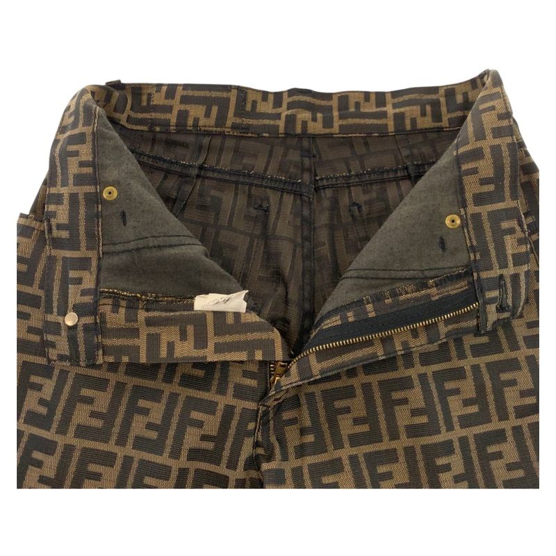 Fendi Zucca 29 Inch Brown Polyester Cotton Pants