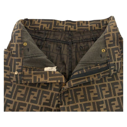 Fendi Zucca 29 Inch Brown Polyester Cotton Pants