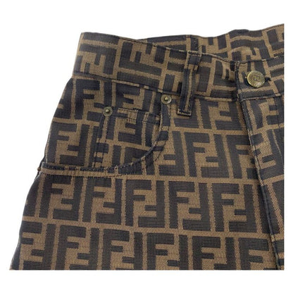 Fendi Zucca 29 Inch Brown Polyester Cotton Pants